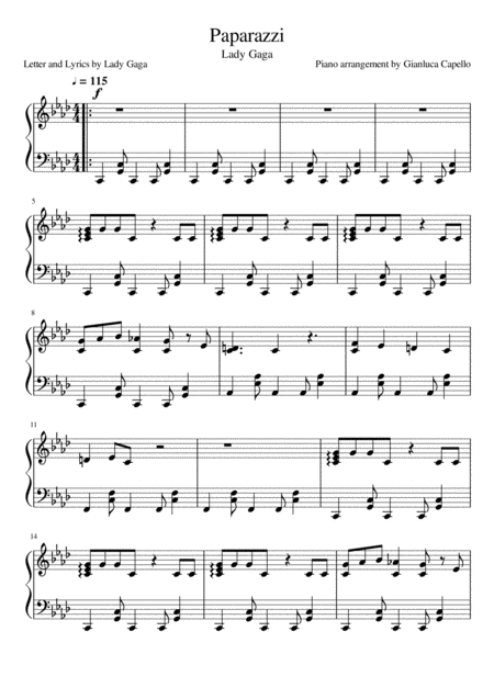 Paparazzi By Lady Gaga Solo Piano Arrangement Page 2