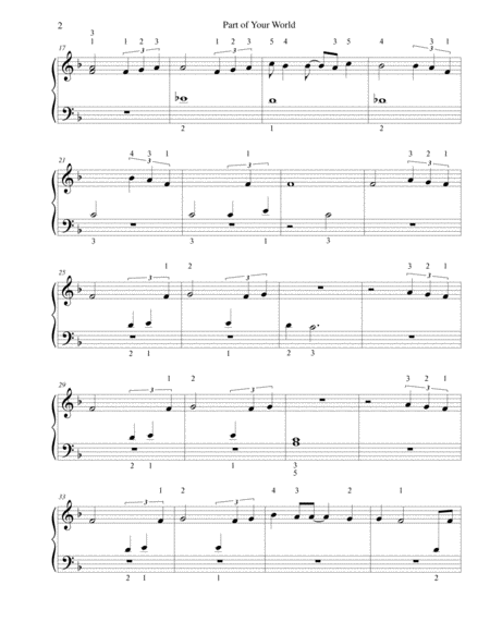 Part Of Your World For Easy Piano Page 2