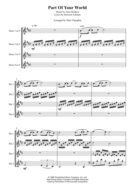 Part Of Your World From The Little Mermaid French Horn Quartet Page 2