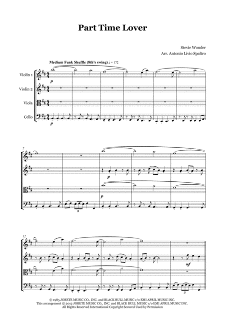 Part Time Lover For String Quartet Page 2
