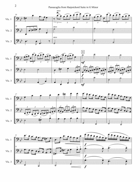 Passacaglia In G Minor Arranged For Three Intermediate Cellos Cello Trio Hwv 432 Page 2