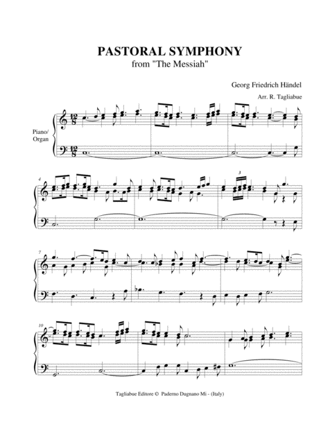 Pastoral Symphony From The Messiah Handel Arr For Piano Organ Page 2