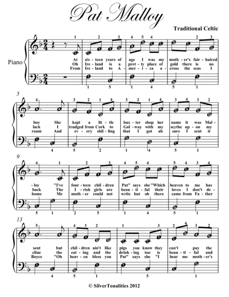Pat Malloy Easy Piano Sheet Music Page 2