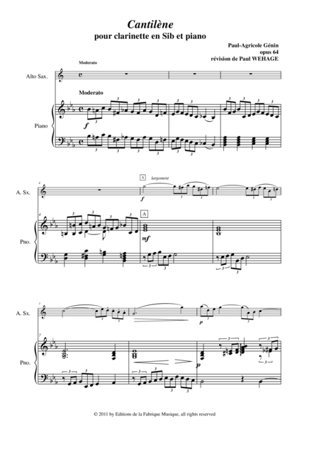 Paul Agricole Gnin Cantilne Opus 64 For Alto Saxophone And Piano Page 2