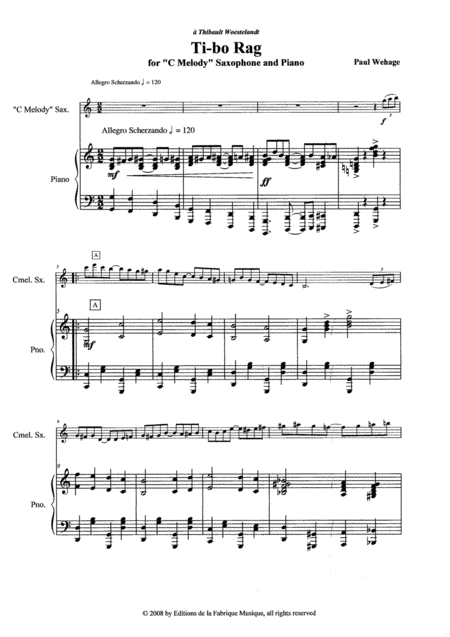 Paul Wehage Tibo Rag For C Melody Saxophone And Piano Page 2