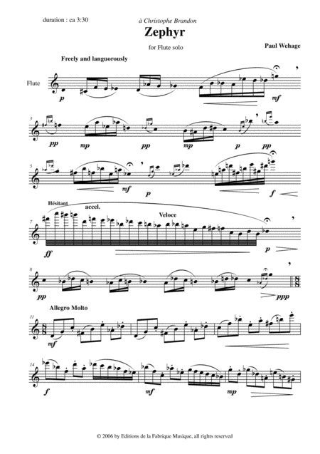 Paul Wehage Zephyr For Solo Flute Page 2