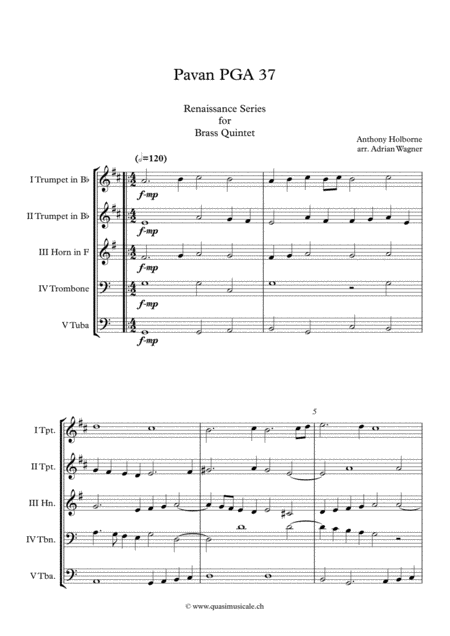 Pavan Pga 37 Anthony Holborne Brass Quintet Arr Adrian Wagner Page 2