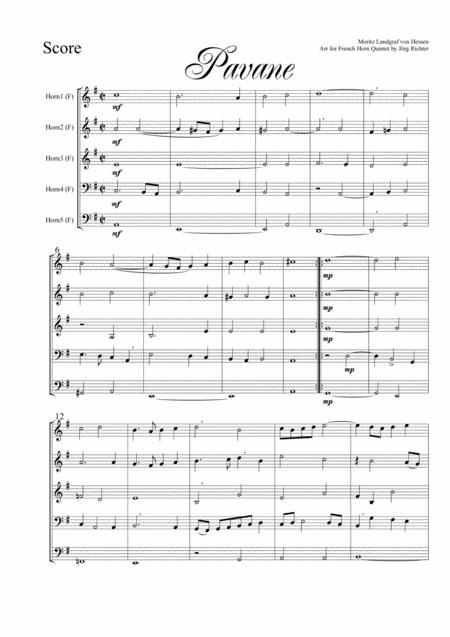 Pavane By Moritz Landgraf Von Hessen For French Horn Quintet Page 2