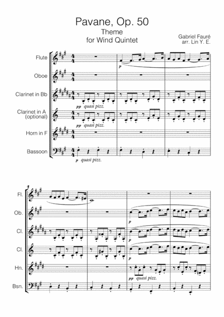 Pavane Faure For Wind Quintet Original Key Page 2