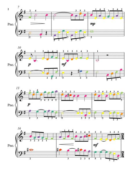 Pavane For A Dead Princess Easy Piano Sheet Music With Colored Notes Page 2