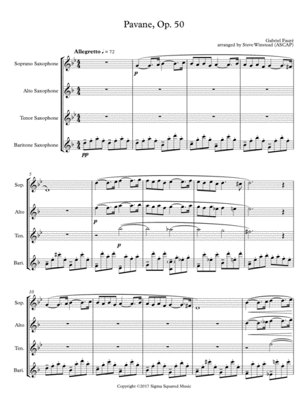 Pavane Op 50 For Saxophone Quartet Page 2