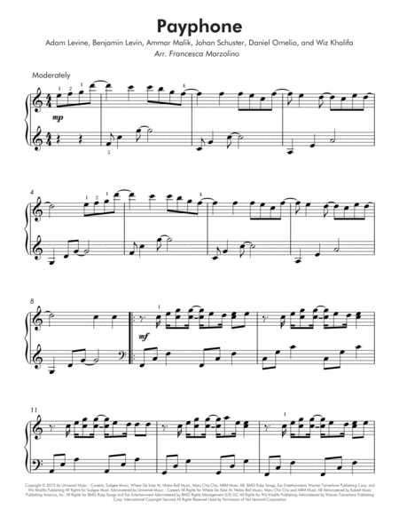 Payphone Intermediate Piano Page 2