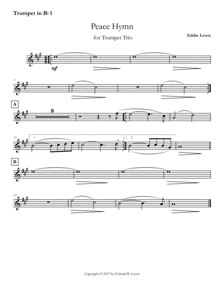 Peace Hymn For Trumpet Trio By Eddie Lewis Page 2