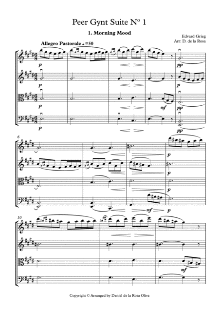 Peer Gynt Suite N 1 E Grieg For String Quartet Full Score And Parts Page 2