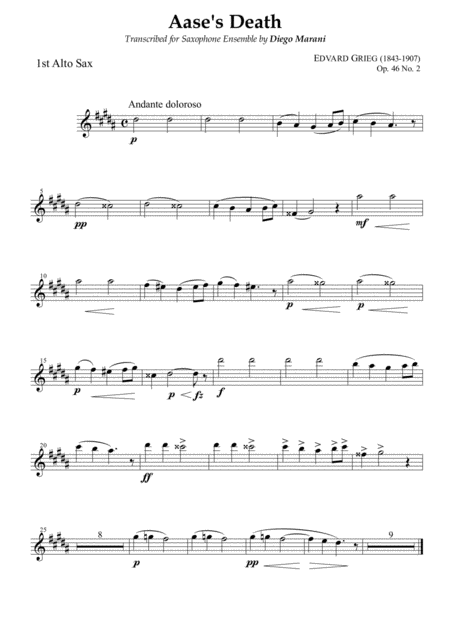 Peer Gynt Suite Op 46 No 1 For Saxophone Ensemble Alto Sax 1 Page 2