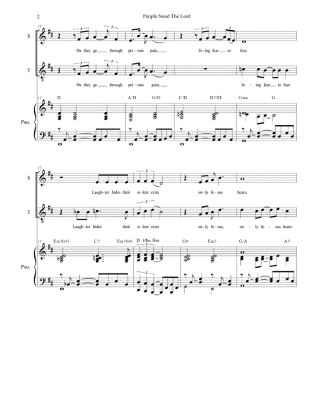 People Need The Lord For 2 Part Choir Sop Ten Page 2
