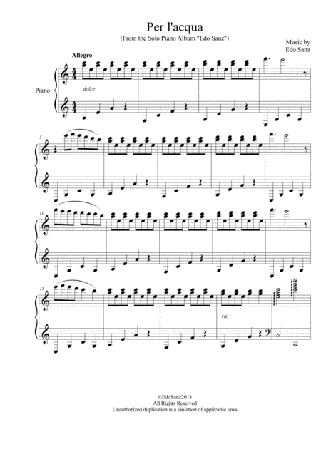 Per L Acqua Solo Piano Page 2