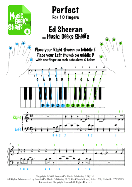 Perfect By Ed Sheeran For 10 Fingers Easy Piano Page 2