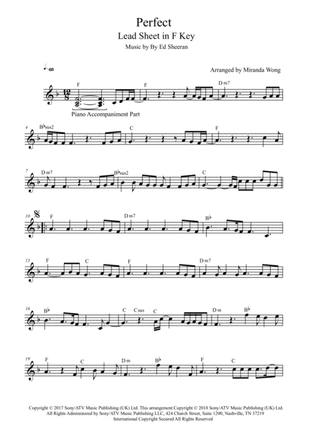 Perfect Lead Sheet For Ab Bb C F Key With Chords Page 2