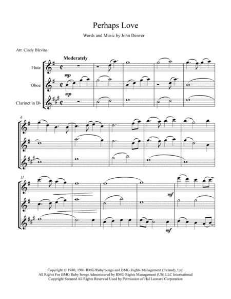 Perhaps Love Arranged For Flute Oboe And Bb Clarinet Page 2