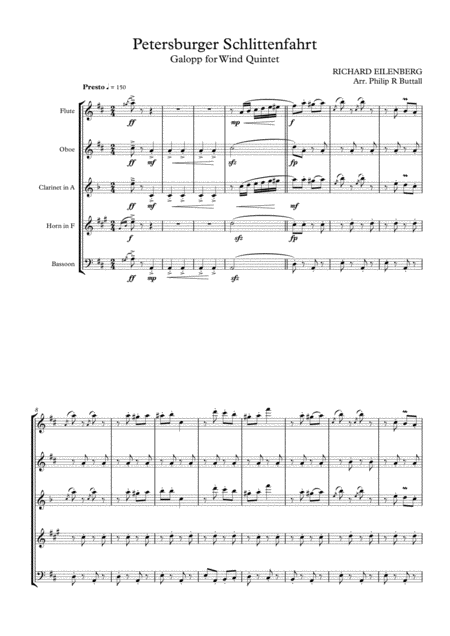 Petersburger Schlittenfahrt Wind Quintet Score Page 2