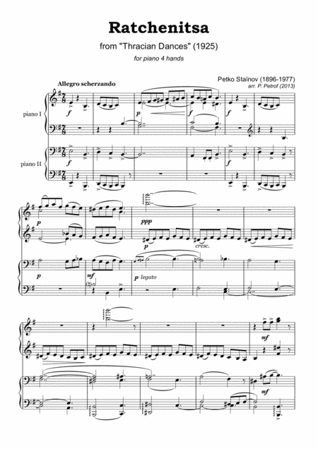 Petko Stainov Ratchenitsa From Thracian Dances Piano 4 Hands Page 2