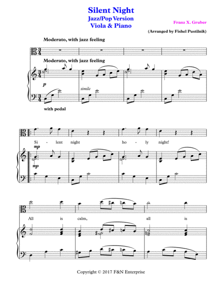 Piano Background For Silent Night Viola And Piano Page 2