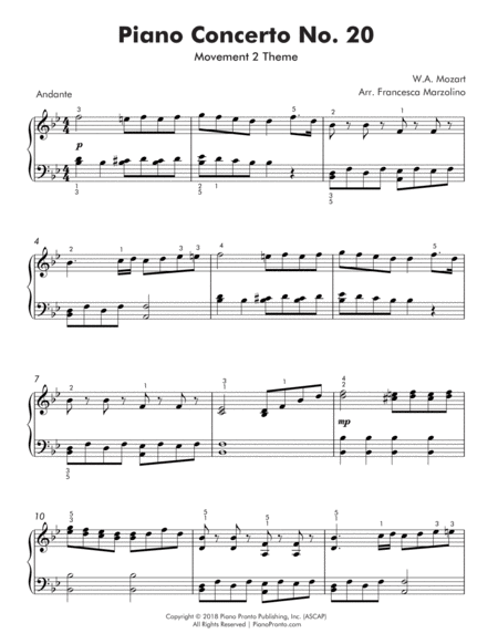 Piano Concerto No 20 Theme Intermediate Piano Page 2