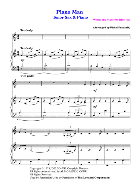 Piano Man For Tenor Sax And Piano Page 2