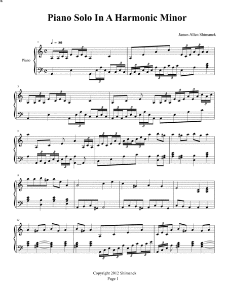 Piano Solo In A Harmonic Minor Page 2