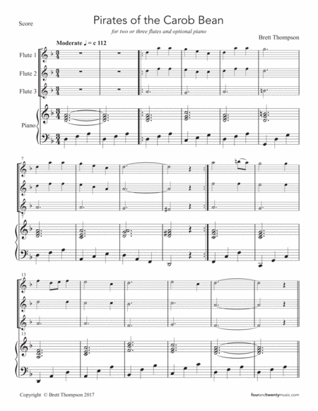 Pirates Of The Carob Bean For Two Or Three Flutes And Optional Piano Page 2