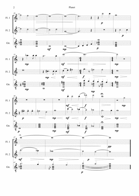 Planet The Sun Sets On Venus For 2 Flutes And Guitar Page 2