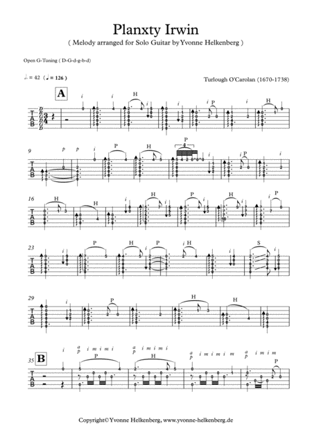 Planxty Irwin By Turlough O Carolan Arranged For Solo Guitar Tab Page 2