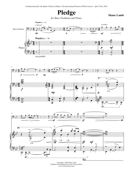 Pledge For Bass Trombone And Piano Page 2