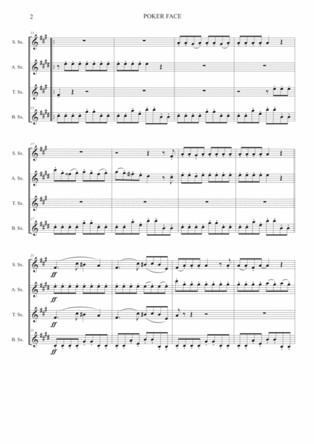 Poker Face Saxophone Quartet Page 2