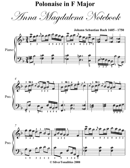 Polonaise In F Major Bwv Anh 117 Anna Magdalena Notebook Easy Piano Sheet Music Page 2