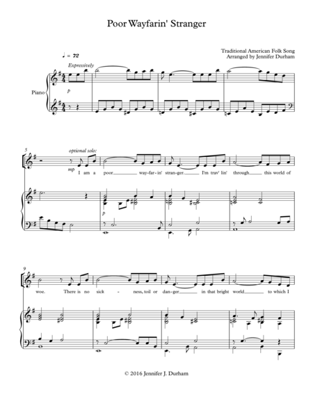 Poor Wayfarin Stranger Satb And Piano Page 2