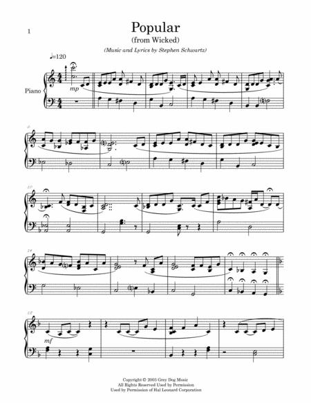 Popular From Wicked Arranged For Easy Piano Solo Page 2