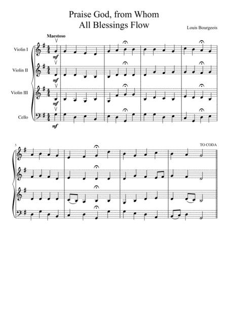 Praise God From Whom All Blessings Flow Three Violins And Cello Page 2