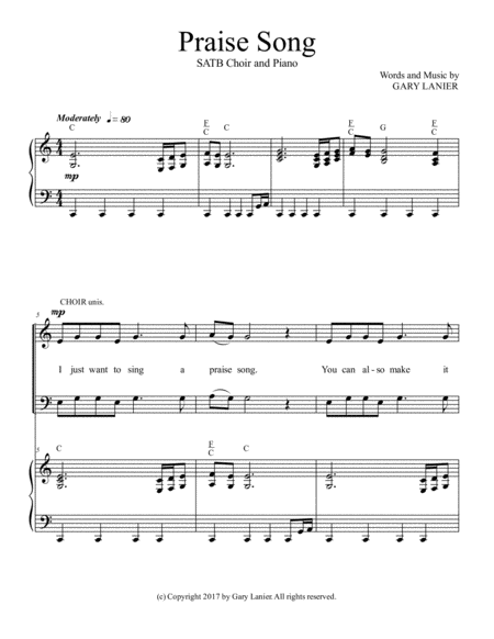 Praise Song Satb Choir With Piano Page 2