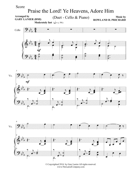 Praise The Lord Ye Heavens Adore Him Duet Cello Piano With Score Part Page 2