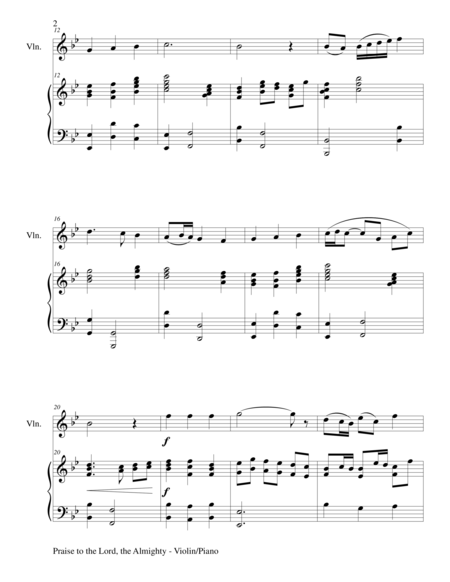 Praise To The Lord The Almighty Duet Violin And Piano Score And Parts Page 2