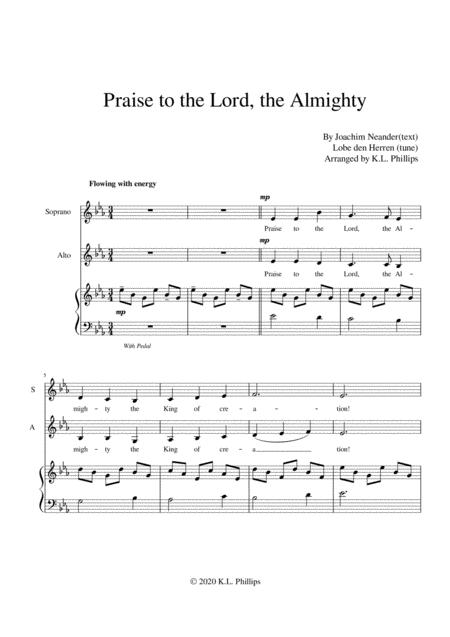 Praise To The Lord The Almighty Sa Choir With Piano Accompaniment Page 2