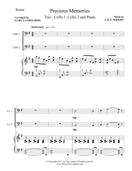 Precious Memories Trio Cello 1 Cello 2 Piano With Score Parts Page 2