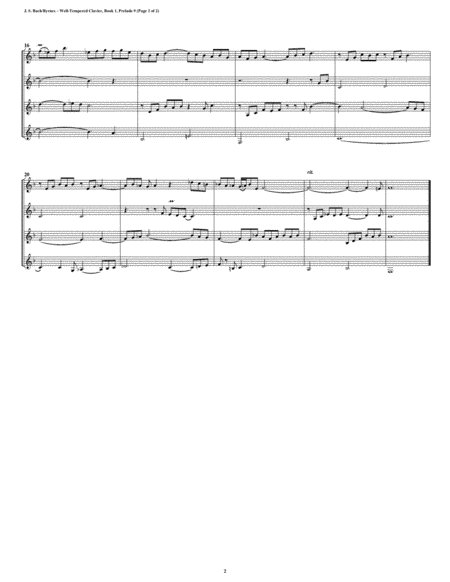 Prelude 09 From Well Tempered Clavier Book 1 Clarinet Quartet Page 2