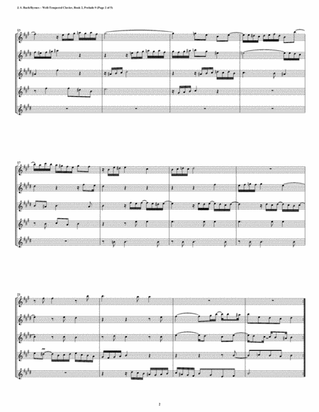 Prelude 09 From Well Tempered Clavier Book 2 Saxophone Quintet Page 2
