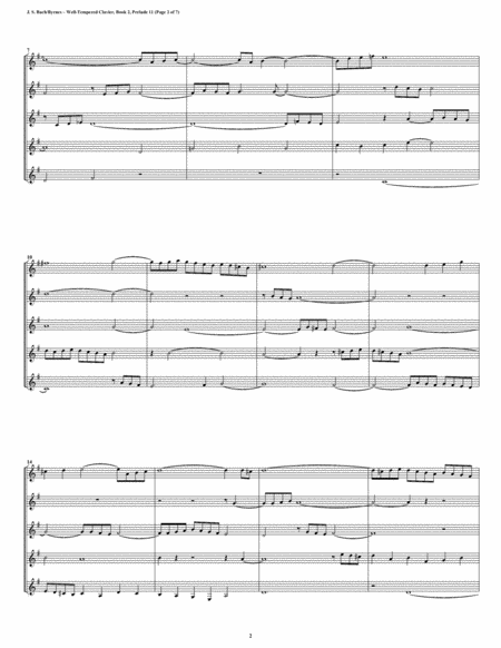 Prelude 11 From Well Tempered Clavier Book 2 Clarinet Quintet Page 2