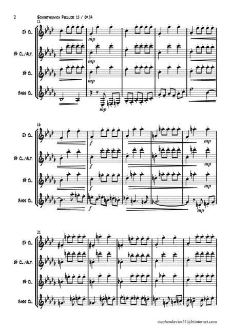 Prelude 15 Op 34 By Dmitri Shostakovich For Clarinet Trio Eb Bb Bass Page 2