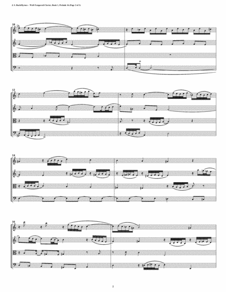 Prelude 16 From Well Tempered Clavier Book 1 String Quartet Page 2