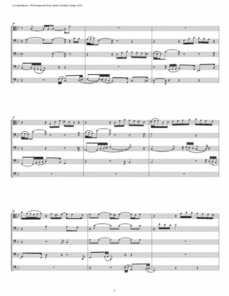 Prelude 17 From Well Tempered Clavier Book 2 Trombone Quintet Page 2